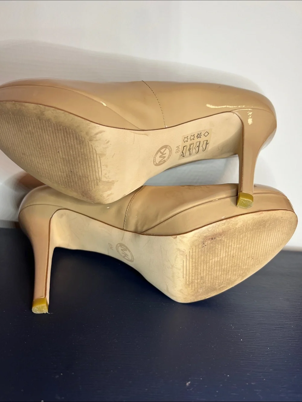 Michael Kors Nude  Patent Leather Platform Stiletto Pumps - Womens Heels Size 8